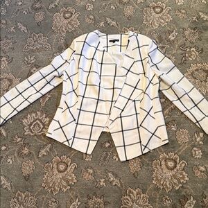 Lane Bryant White and Black Grid Blazer